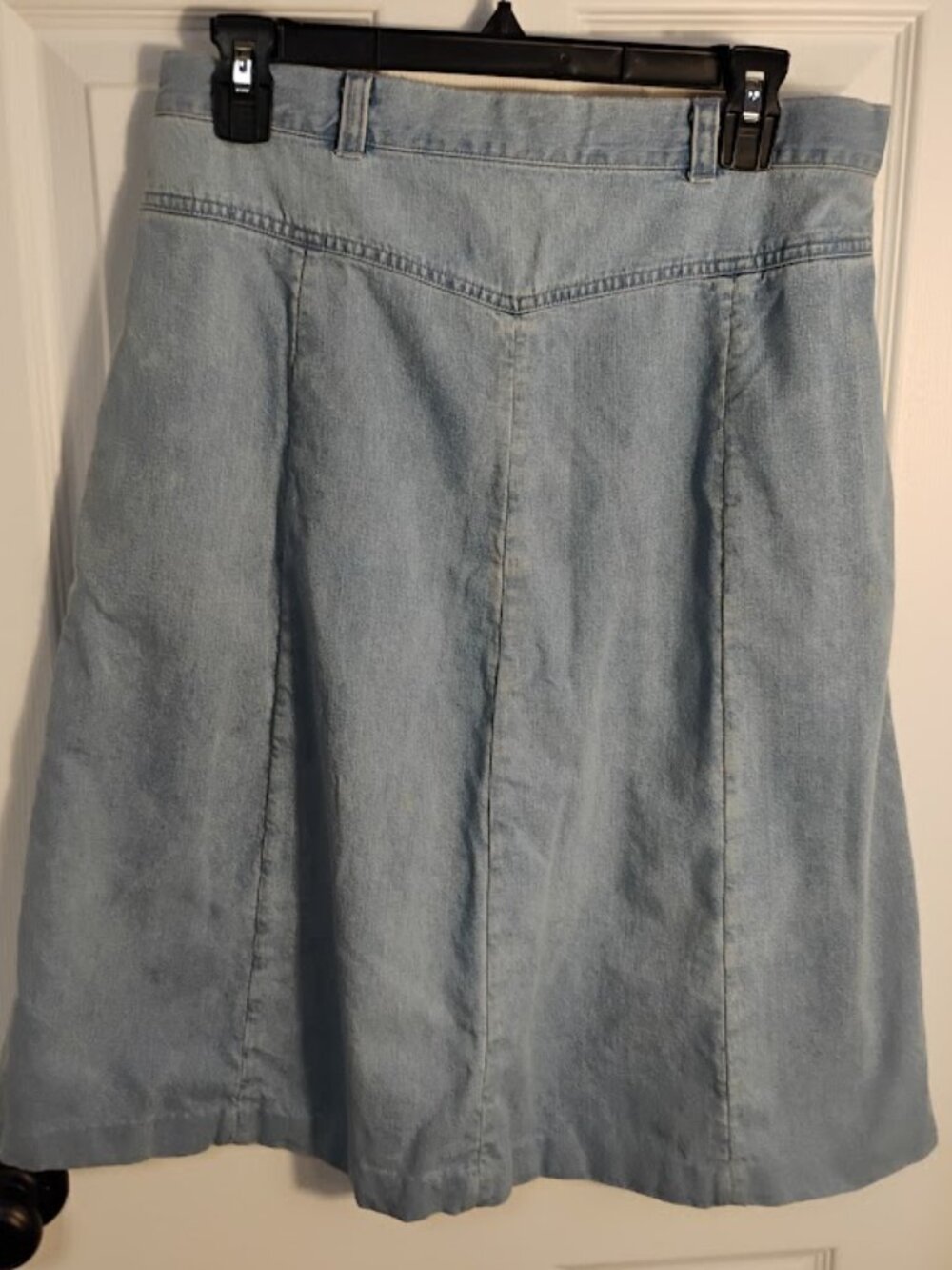 Orvis 12P Light Wash Denim A-Line Midi Skirt
